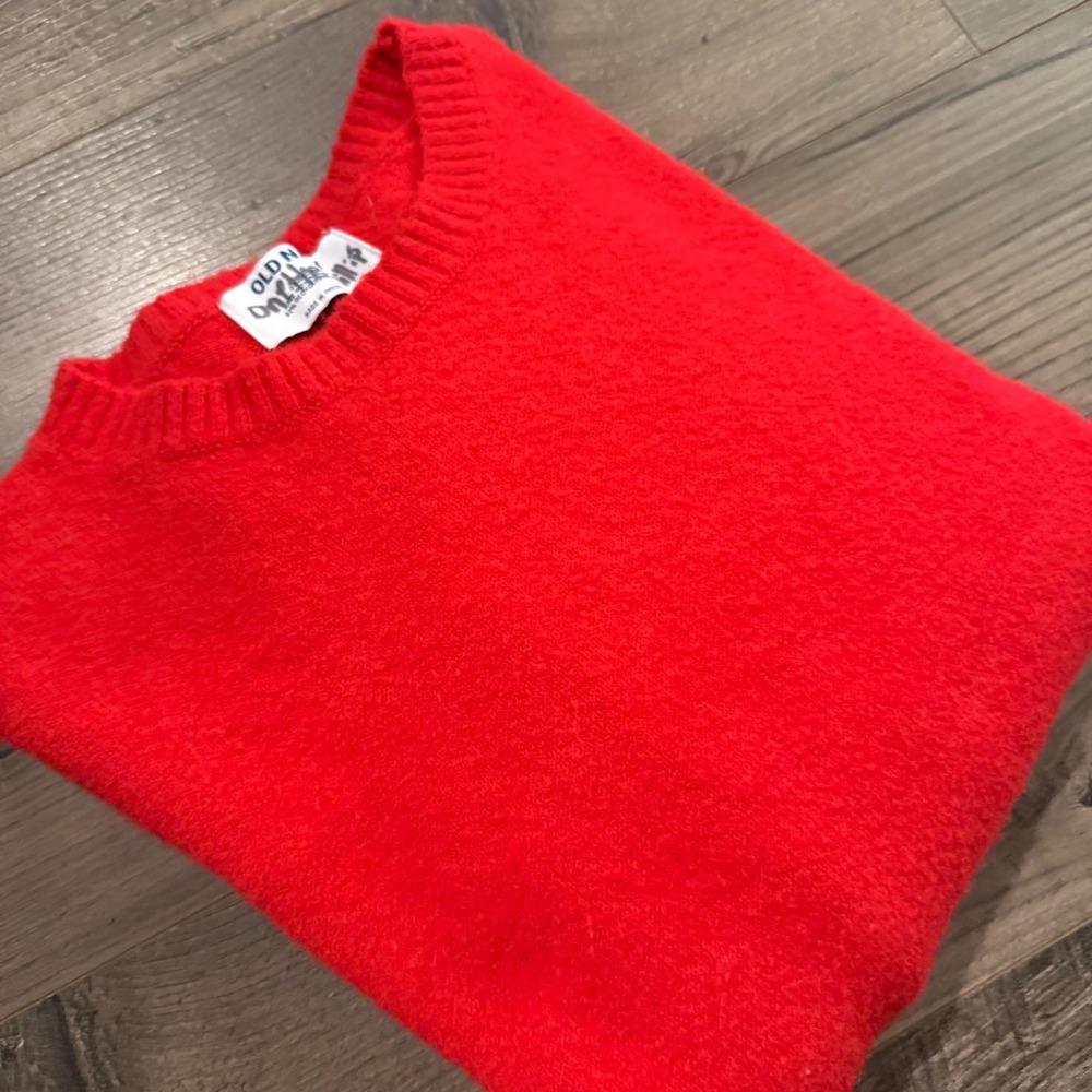 Old Navy Womens Red Crewneck Sweater Wool Blend Relaxed Fit Small